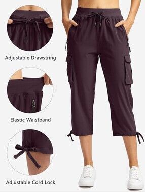 Women’s Wine Cargo Capri Pants with Adjustable Waist PLUS SIZE - Never Worn